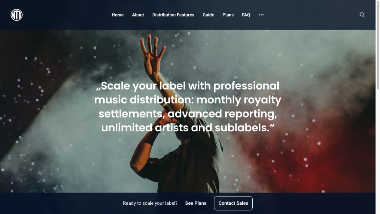NexaTunes website — music distribution for labels and artists